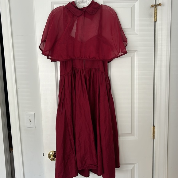 Unique Vintage red dress with capelet size large - Picture 9 of 13